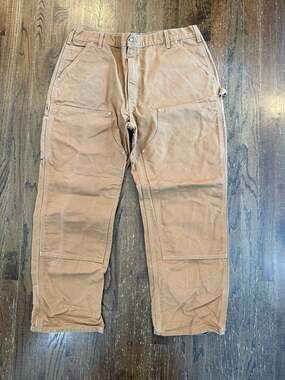 Faded Brown Carhartt Double Knee Loose Fit Pants Tagged 40x30, actual 38x29